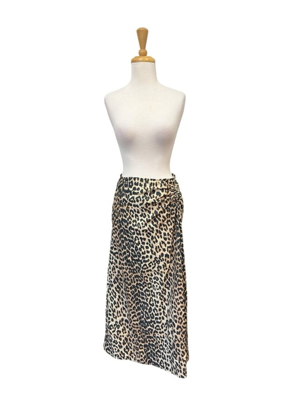 GANNI Poplin Midi Skirt Size 34 US Xs Leopard Print - Picture 1 of 9